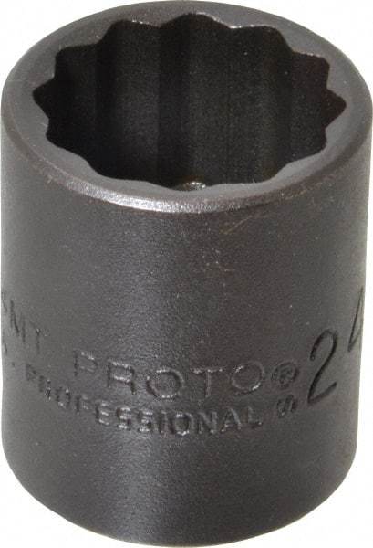 Proto - 1/2" Drive 24mm Standard Impact Socket - 12 Points, 1-1/2" OAL - Caliber Tooling