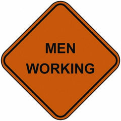 PRO-SAFE - "Men Working", 48" Wide x 48" High, Nylon Construction Roadway Signs - Orange, Square, Sign Stand Mount - Caliber Tooling