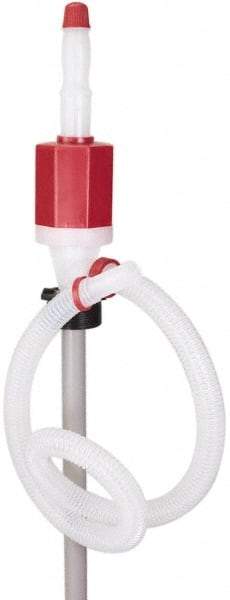 PRO-LUBE - 7 GPM, Polyethylene Hand Operated Siphon Pump - 45-1/2" OAL, For 55 Gal Drums, Antifreeze, Detergents, Water Based Fluids, Mild Acids, Soaps, Waxes & etc - Caliber Tooling