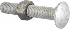 Value Collection - 1/2-13 UNC 3" Length Under Head, Standard Square Neck, Carriage Bolt - Grade 5 Steel, Galvanized Zinc-Plated Finish - Caliber Tooling