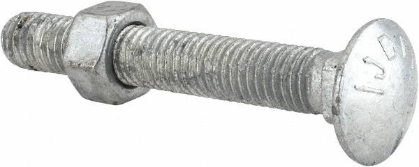 Value Collection - 1/2-13 UNC 3-1/2" Length Under Head, Standard Square Neck, Carriage Bolt - Grade 5 Steel, Galvanized Zinc-Plated Finish - Caliber Tooling