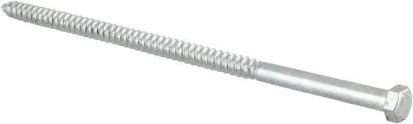 Value Collection - 3/8" Screw, 9" Length Under Head, Steel, Hex Head Lag Screw - Zinc Plated, Grade 2 - Caliber Tooling