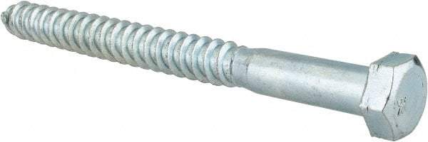 Value Collection - 1/2" Screw, 5-1/2" Length Under Head, Steel, Hex Head Lag Screw - Zinc Plated, Grade 2 - Caliber Tooling