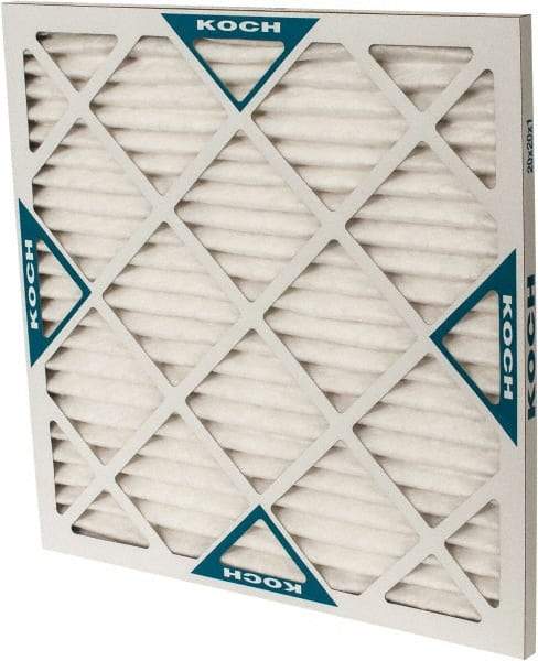 Made in USA - 20" Noml Height x 20" Noml Width x 1" Noml Depth, 80 to 85% Capture Efficiency, Wire-Backed Pleated Air Filter - MERV 13, Synthetic, Integrated Beverage Board Frame, 300 Max FPM, 840 CFM, For Any Unit - Caliber Tooling