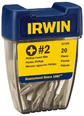 Irwin - #2, Insert Phillips Screwdriver Bit - 1/4" Drive, 1" OAL - Caliber Tooling