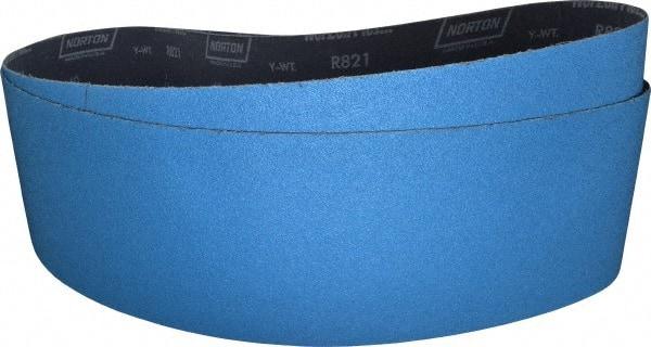 Norton - 6" Wide x 48" OAL, 40 Grit, Zirconia Alumina Abrasive Belt - Zirconia Alumina, Coarse, Coated, Y Weighted Cloth Backing, Dry, Series R821 - Caliber Tooling