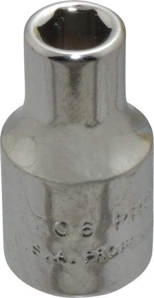 Proto - 3/16", 1/4" Drive, Standard Hand Socket - 6 Points, 7/8" OAL, Chrome Finish - Caliber Tooling