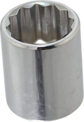 Proto - 3/8" Drive, Standard Hand Socket - 6 Points, 1-1/8" OAL, Chrome Vanadium, Chrome Finish - Caliber Tooling