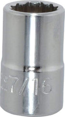 Proto - 7/16", 3/8" Drive, Standard Hand Socket - 12 Points, 1-3/32" OAL, Chrome Finish - Caliber Tooling