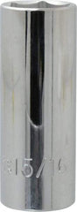 Proto - 15/16", 1/2" Drive, Deep Hand Socket - 6 Points, 3-1/4" OAL, Chrome Finish - Caliber Tooling