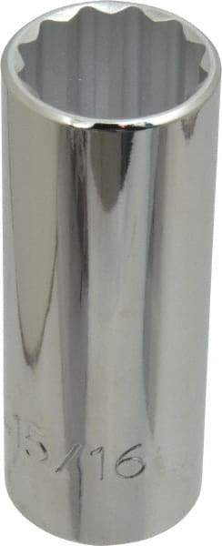 Proto - 15/16", 1/2" Drive, Deep Hand Socket - 12 Points, 3-1/4" OAL, Chrome Finish - Caliber Tooling