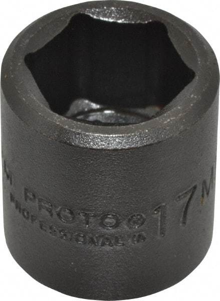 Proto - 3/8" Drive 17mm Standard Impact Socket - 6 Points, 1-3/32" OAL - Caliber Tooling