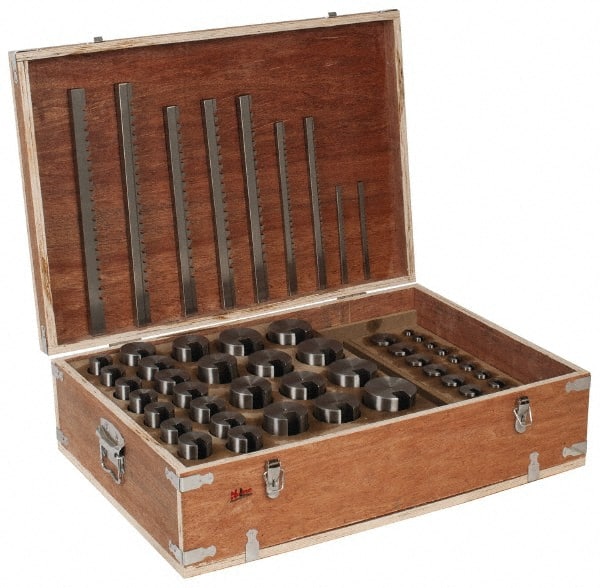 Value Collection - 75 Piece, 1/8 to 3/4" Keyway Width, Style B, C, D & E Keyway Broach Set - Caliber Tooling