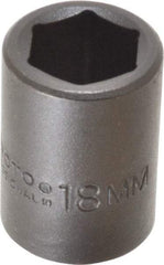 Proto - 1/2" Drive 18mm Standard Impact Socket - 6 Points, 1-1/2" OAL - Caliber Tooling