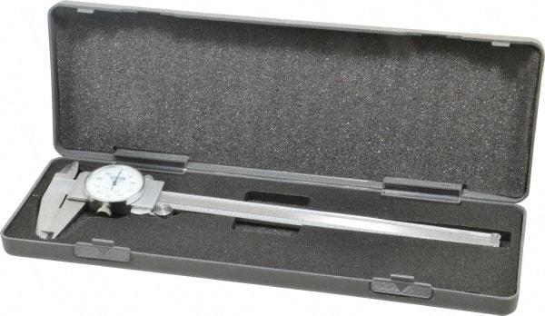 Fowler - 0" to 8" Range, 0.001" Graduation, 0.1" per Revolution, Dial Caliper - White Face, 1.96" Jaw Length - Caliber Tooling