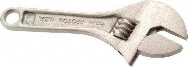 Proto - 1/2" Jaw Capacity, 4" Standard Adjustable Wrench - Steel, Chrome Finish - Caliber Tooling