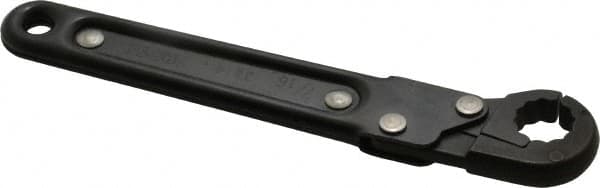 Proto - 7/16", Black Finish, Ratcheting Flare Nut Wrench - 12 Points, 5-7/16" OAL, Steel, Single End Head - Caliber Tooling