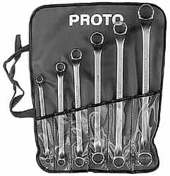 Proto - 6 Piece, 3/8" x 7/16" to 15/16" x 1", 12 Point Box End Wrench Set - Inch Measurement Standard, Satin Finish - Caliber Tooling