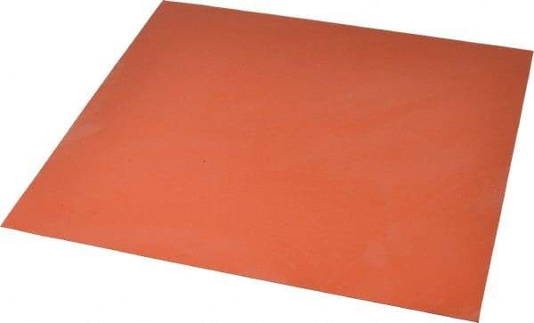 Made in USA - 12" Long, 12" Wide, 0.031" Thick, Silicone Rubber Foam Sheet - 45 to 55 Durometer, Orange-Red, -60 to 600°F, 650 psi Tensile Strength, Plain Backing, Stock Length - Caliber Tooling