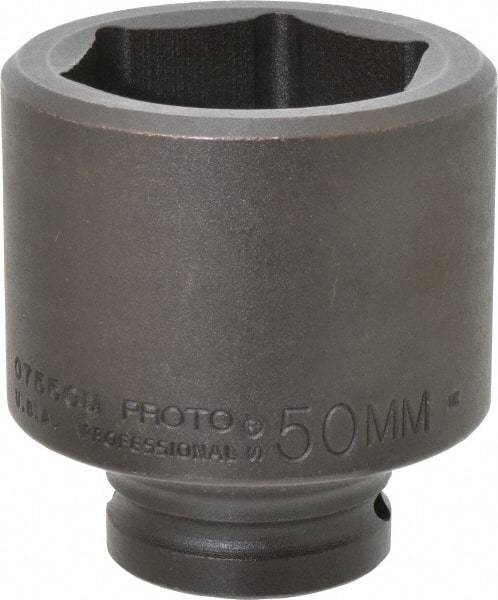 Proto - 3/4" Drive 50mm Standard Impact Socket - 6 Points, 3-7/64" OAL - Caliber Tooling