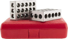 SPI - 0.0001 Squareness Per Inch, Hardened Steel, 1-2-3 Block with 23 Hole Setup Block - 3/8 - 16 Inch Tapped Hole Size, 55-60 Rc Hardness, Sold As Matched Pair - Caliber Tooling