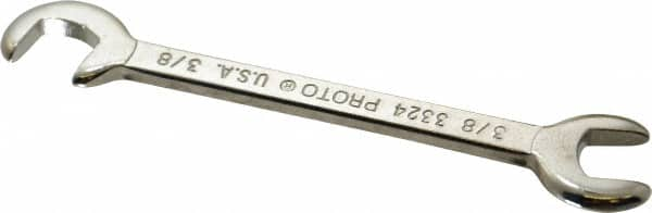 Proto - 3/8" Stubby Open End Wrench - 3-3/4" OAL, Double End, Satin Finish, 15° & 75° Head Angle - Caliber Tooling