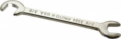 Proto - 3/8" Stubby Open End Wrench - 3-3/4" OAL, Double End, Satin Finish, 15° & 75° Head Angle - Caliber Tooling