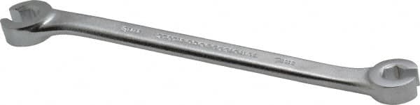 Proto - 7 x 8mm, Chrome Finish, Open End Flare Nut Wrench - 6 Points, 5-11/16" OAL, Steel, Double End Head - Caliber Tooling