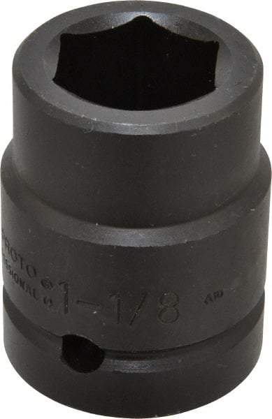 Proto - 1" Drive 1-1/8" Standard Impact Socket - 6 Points, 2-5/8" OAL - Caliber Tooling