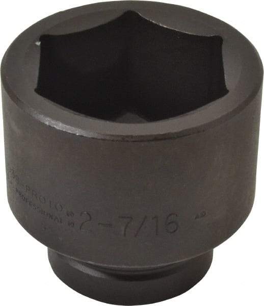 Proto - 1" Drive 2-7/16" Standard Impact Socket - 6 Points, 3-25/64" OAL - Caliber Tooling