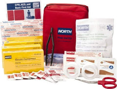 North - 61 Piece, 5 Person, Multipurpose/Auto/Travel First Aid Kit - 5" Wide x 2-1/2" Deep x 5-1/2" High, Nylon Bag - Caliber Tooling