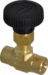 Parker - 3,000 Max psi, 1/8" Pipe, Brass, Inline Instrumentation Needle Valve - FNPT x FNPT End Connections - Caliber Tooling