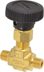 Parker - 3,000 Max psi, 1/8" Pipe, Brass, Inline Instrumentation Needle Valve - MNPT x MNPT End Connections - Caliber Tooling