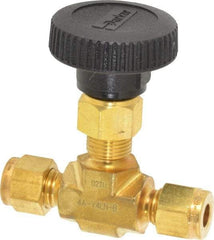 Parker - 3,000 Max psi, 1/4" Pipe, Brass, Inline Instrumentation Needle Valve - Caliber Tooling