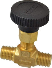 Parker - 3,000 Max psi, 1/4" Pipe, Brass, Inline Instrumentation Needle Valve - MNPT x MNPT End Connections - Caliber Tooling