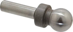 Jergens - 1/2" Ball Diam, 1/4" Shank Diam, Steel Inspection Tooling Ball - Slip-Fit Shank, 1-3/8" Ball Center to Shank Bottom, 1/2" Ball Center to Shoulder Bottom, with Shoulder - Caliber Tooling