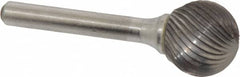 Atrax - 3/4" Cut Diam, 1/4" Shank Diam, Ball Head Single Cut Burr - Carbide, Radius End, 11/16" LOC, 2-1/2" OAL - Caliber Tooling