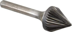 Atrax - 3/4" Cut Diam, 1/4" Shank Diam, Taper Head Single Cut Burr - Carbide, Radius End, 11/16" LOC, 2-7/16" OAL - Caliber Tooling