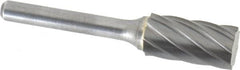 Atrax - 1/2" Cut Diam, 1/4" Shank Diam, Cylinder Head Fluted Cut Burr - Flat End, 1" LOC, 2-3/4" OAL - Caliber Tooling