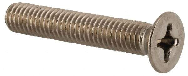 Value Collection - M6x1.00 Metric Coarse, 35mm OAL Phillips Drive Machine Screw - Flat Head, Grade 18-8 & A2 Stainless Steel, Uncoated, Without Washer - Caliber Tooling