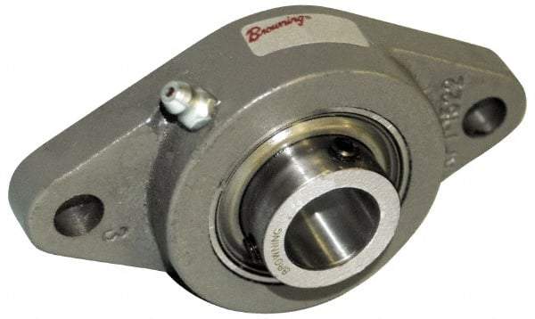 Browning - 1-1/4" ID, 5-9/16" OAL x 3-1/8" OAH 2-Bolt Flange - 2,567 Lb Static Cap, 4,381 Lb Dyn Cap, 4-19/32" Btw Mnt Hole Ctrs, Cast Iron - Caliber Tooling