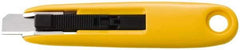 Olfa - Retractable Utility Knife - 1-15/16" Blade, Yellow & Silver Plastic Handle, 1 Blade Included - Caliber Tooling