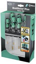 Wera - 6 Piece Torx Screwdriver Set - Bit Sizes: Torx T10, T15, T20, T25, T30 & T40 - Caliber Tooling