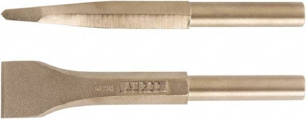 Ampco - 2-1/2" Head Width, 9" OAL, 3/4" Shank Diam, Scaling Chisel - Round Drive, Round Shank - Caliber Tooling