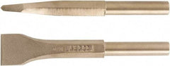 Ampco - 1-1/2" Head Width, 7-3/4" OAL, 3/4" Shank Diam, Scaling Chisel - Round Drive, Round Shank - Caliber Tooling