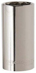 Paramount - 1-1/8", 1/2" Drive, Deep Hand Socket - 12 Points, 3-3/32" OAL, Steel, Chrome Finish - Caliber Tooling