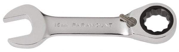 Paramount - 16mm 12 Point Combination Wrench - 15° Head Angle, 4-53/64" OAL, Chrome Vanadium Steel, Polished Finish - Caliber Tooling