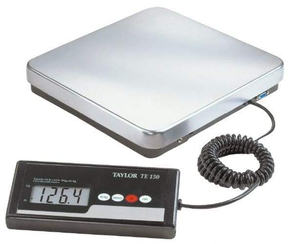 Taylor - 12" x 12" Wide Base, 150 Lb Capacity, LCD with 6' Cable Receiving Scale - Stainless Steel Platform - Caliber Tooling