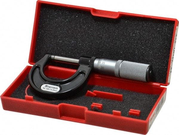 Starrett - 0 to 25mm Range, 0.01mm Graduation, Mechanical Outside Micrometer - Friction Thimble, Accurate to 0.002mm - Caliber Tooling