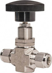 Ham-Let - 5,000 Max psi, 3/8" Pipe, 316 Grade Stainless Steel, Inline Stem Regulating Instrumentation Needle Valve - Compression x Compression End Connections - Caliber Tooling